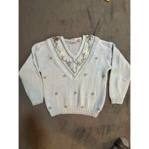 Vintage Sweet Briar Cottage Core Granny Sweater Knit Floral